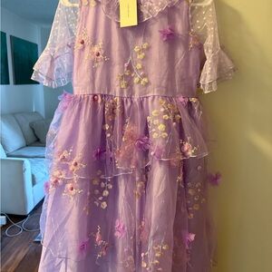 Purple Floral Kids Formal Dress